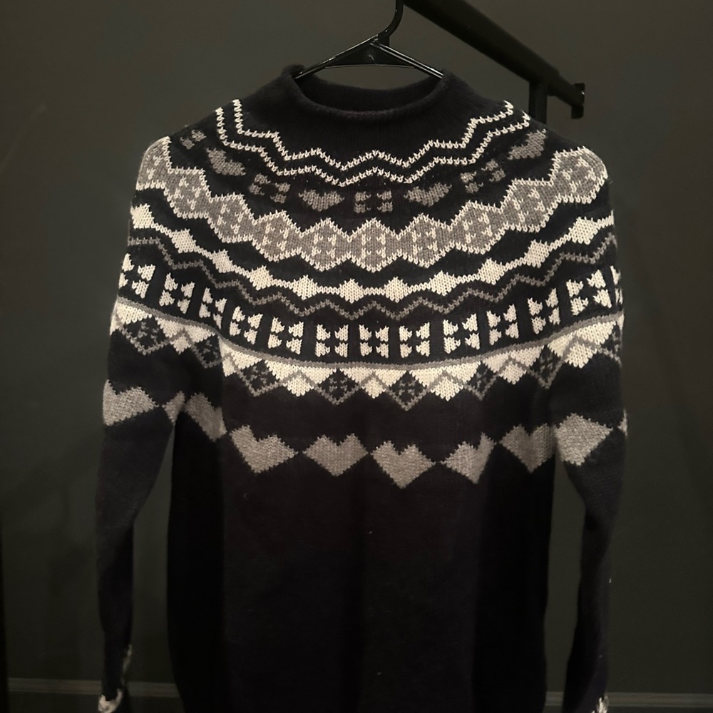 Fusalp Black and Gray Crewneck Sweater with Nordic Pattern